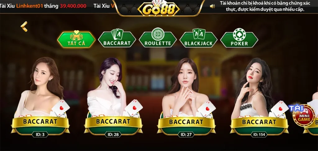 Top game live casino phổ biến nhất tại Go88