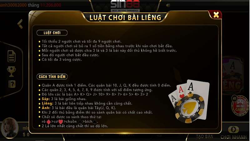 Luật chơi bài liêng Go88