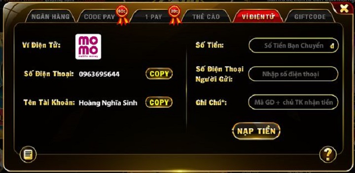Nạp tiền Go88 qua ví điện tử